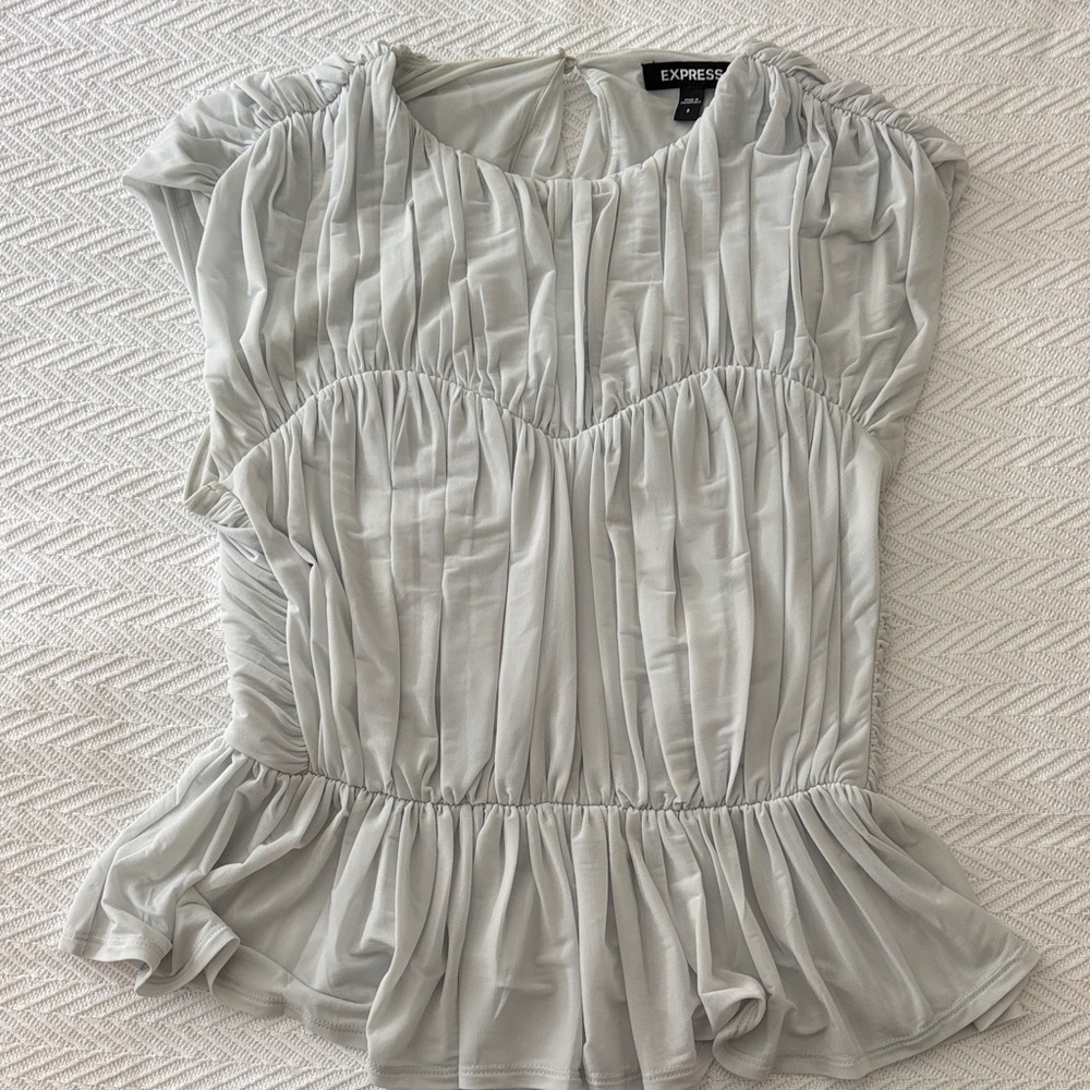 Express Soft Gray Gathered Blouse